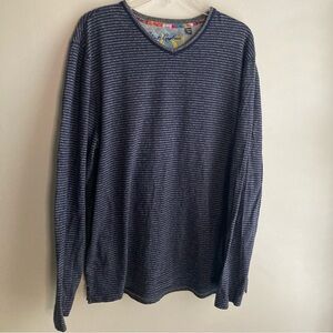 Robert Graham Long Sleeve Comfy Navy Blue Striped Shirt 2XL